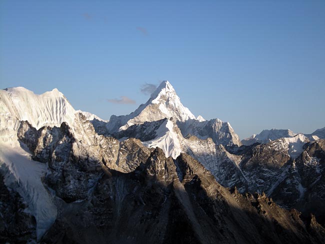 A rare view of Ama Dablam from Pumori Camp 1 (photo: Eric Simonson)