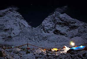 Everest base camp at night