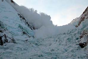 Avalanche in the Khumbu Icefall