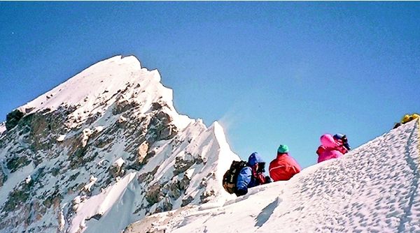 Climbers on the South Summit of Everest