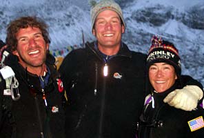 IMG guides Dave Hahn, Ben Marshall, and Lisa Rust on Everest