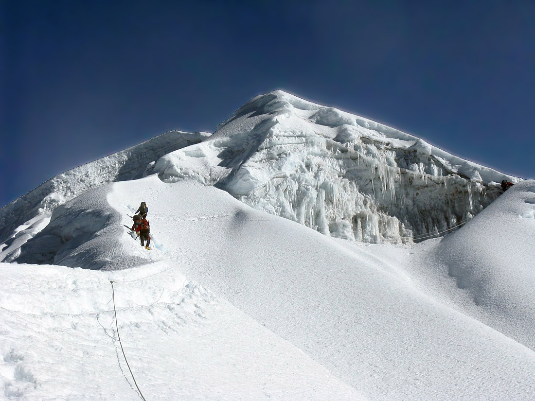 IMG climbers on upper Lobuche (photo: Justin Merle)