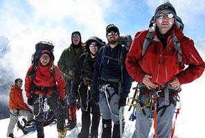 IMG climbers on the summit of Lobuche Peak, Nepal
