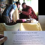 Lama Geshe of Pangboche offers blessings to an IMG climber (photo: Rachel Consolini)
