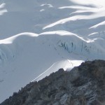 The ice cliff above camp 1.