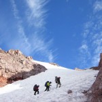 Climbing Fuhrer Finger on Mt. Rainier. (Photo by Chris Meder) Climbing Fuhrer Finger on Mt. Rainier. (Photo by Chris Meder)