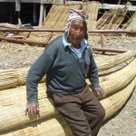 Aymara reed boat builder at Lake Titicaca. (Photo by Greg Vernovage)