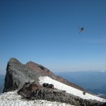 Helicopter over Camp Muir. (Eric Simonson) Helicopter over Camp Muir. (Eric Simonson)