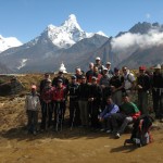 Team shot from up near Everest View Hotel, above Syangboche. (Photo by Justin Merle)