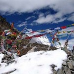 Prayer flags strung across mountain pass in Bhutan (photo: Karl Lundgren)