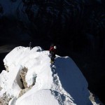 Climbers on the Mushroom Ridge below C3. (Photo by Justin Merle) Climbers on the Mushroom Ridge below C3. (Photo by Justin Merle)