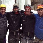 Hanging-in-Ouray-l-to-r-Perry-Julien-guides-Max-Bunce-George-Dunn-and-Justin-Merle Hanging in Ouray. (left to right) Perry, guides Max Bunce, George Dunn and Justin Merle
