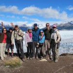 L to R: Hagen, Tadeo, Tye, April, Bill, Nola, Doug, Laurie. Grey glacier in background.  (Photo: Tye Chapman)