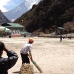 Sherpa-children-playing-cricket Sherpa children playing cricket.
