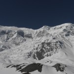 View of A4 summitt and bergschrund from BC (Photo by David Medlar)