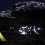 Playing with headlamps at Barranco Camp (Eben Reckord)