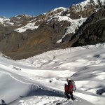Descending to camp on Chulu (Eben Reckord)