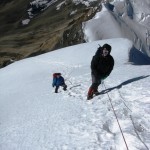Climbers approaching the summit of Chulu Far East (Justin Merle)