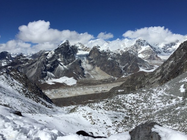 Looking West to Khumbu Glacier and Lobuche Peak from Khongma La (Tye Chapman)