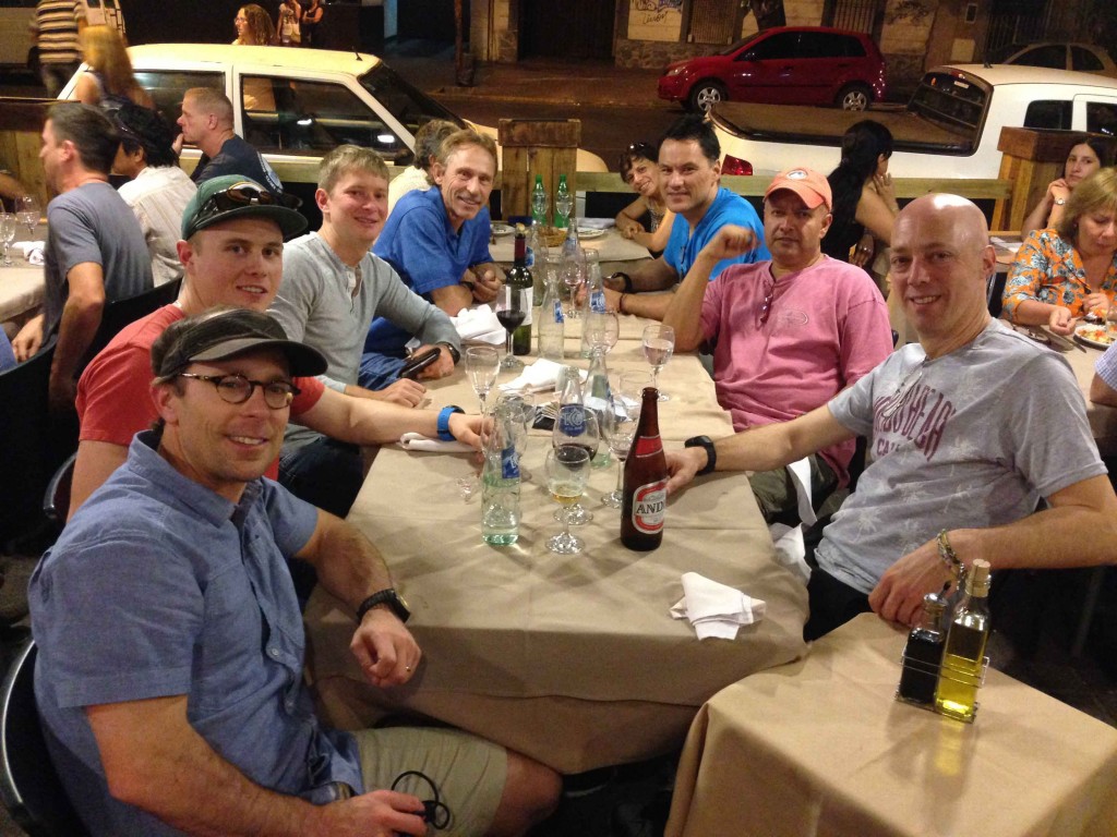 Josh Tapp and his team at dinner in Mendoza.
