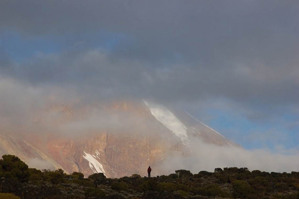 Shira camp coming out of the clouds.