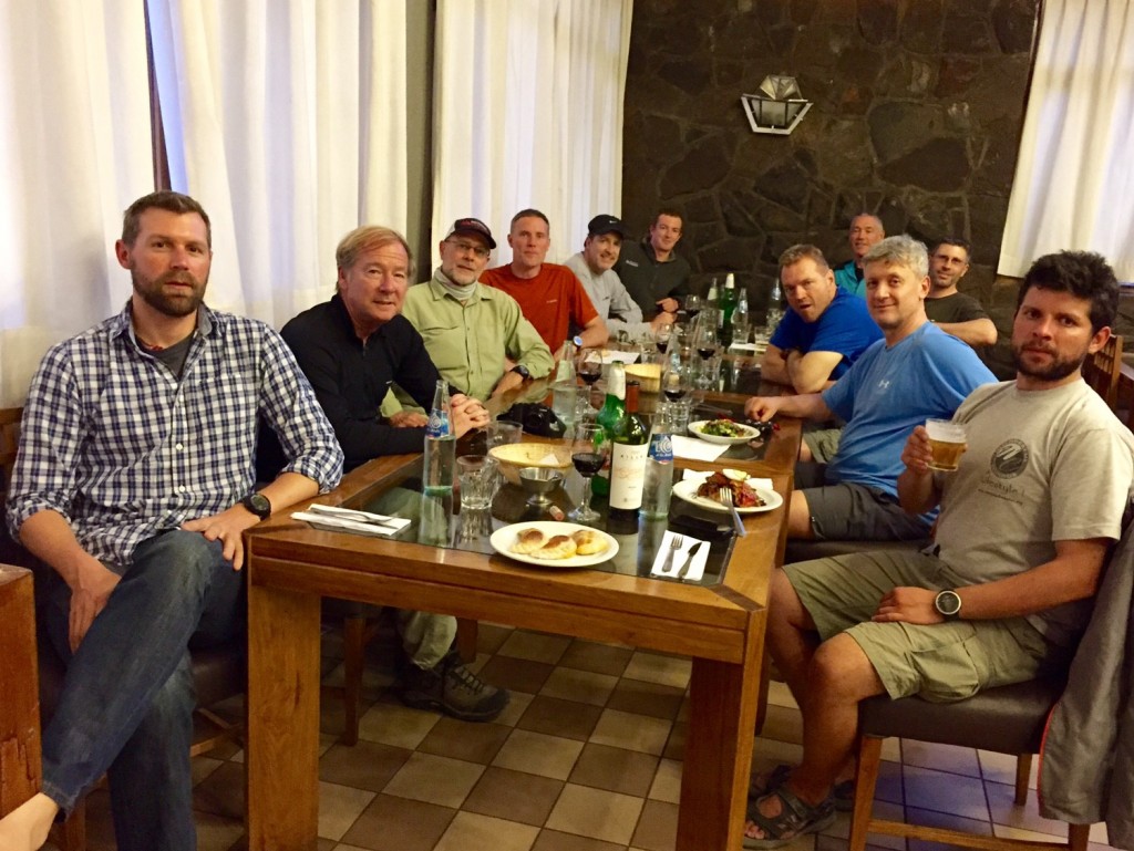 Mike's team having dinner in Penitentes.
