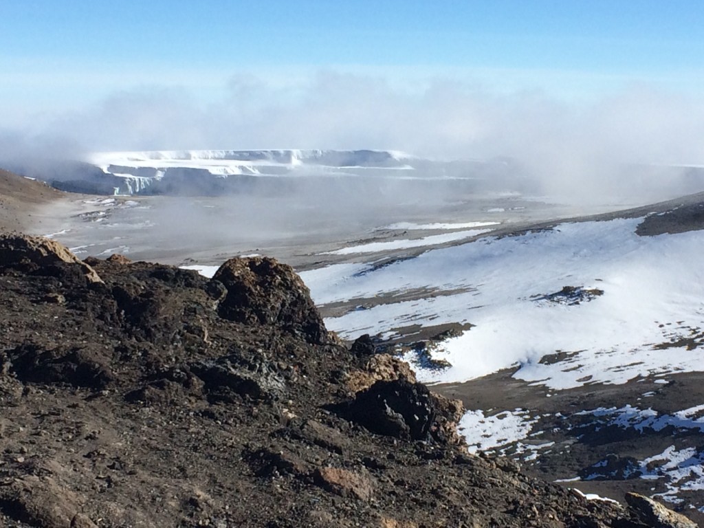 Andy sent us this photo of the Kilimanjaro crater on their summit morning.  