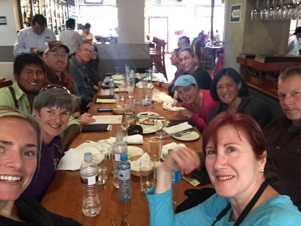 Salkantay trek group photo, lunch on day 1