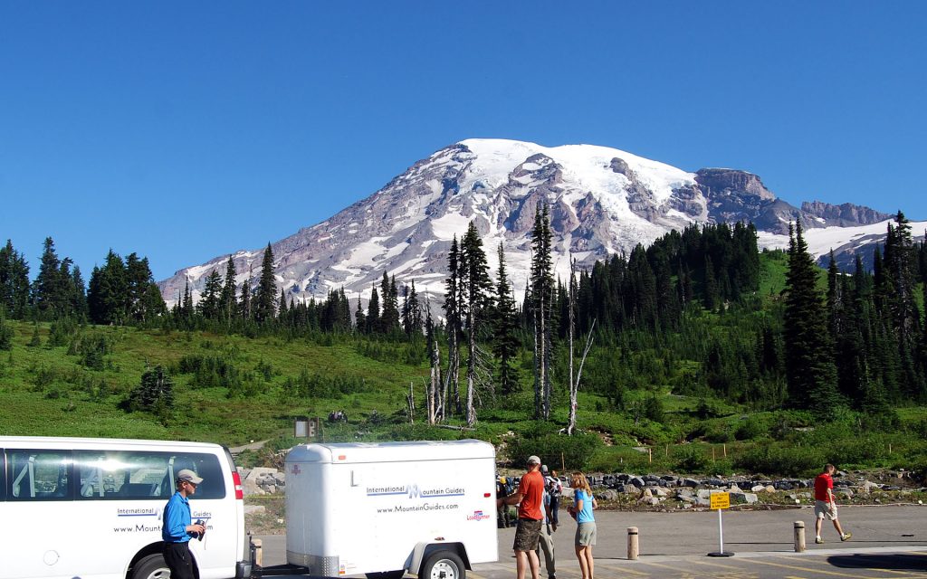 IMG team getting ready to climb Mt. Rainier