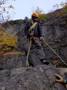 IMG Chief Guide Justin Merle demonstrated different belay techniques. (Jason Edwards)