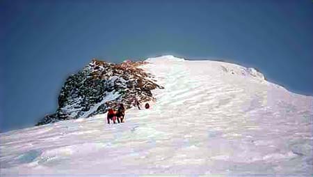 Below the south summit on Everest