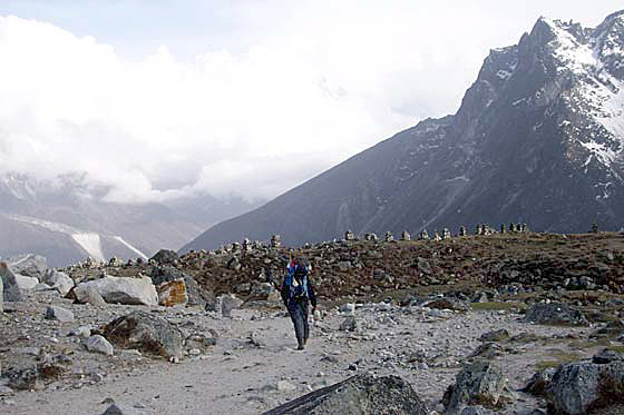 Chortens at the terminal moraine of the Khumbu glacier