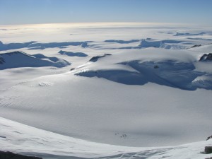 Looking down to low camp from high camp (Photo: Pat McCrann)