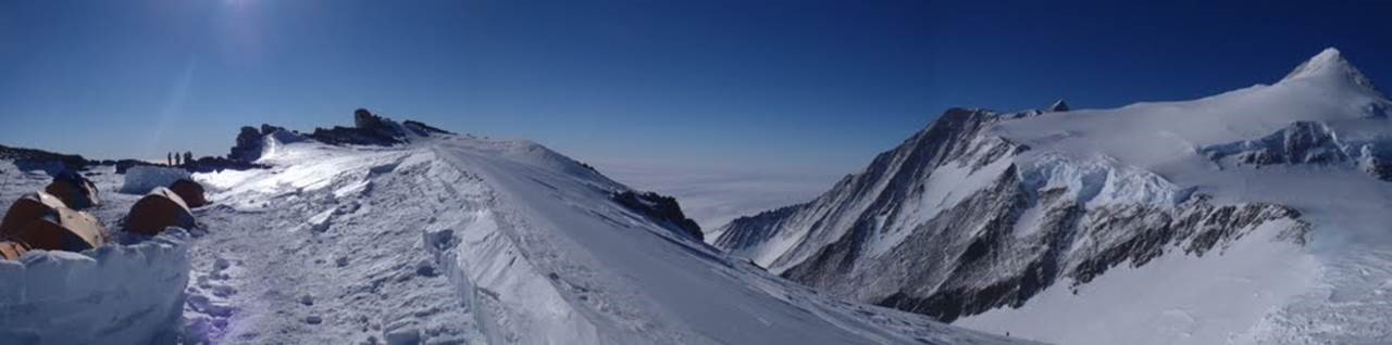 Panorama at High Camp showing Mt. Shinn on the right. (Photo by Rob Marshall)