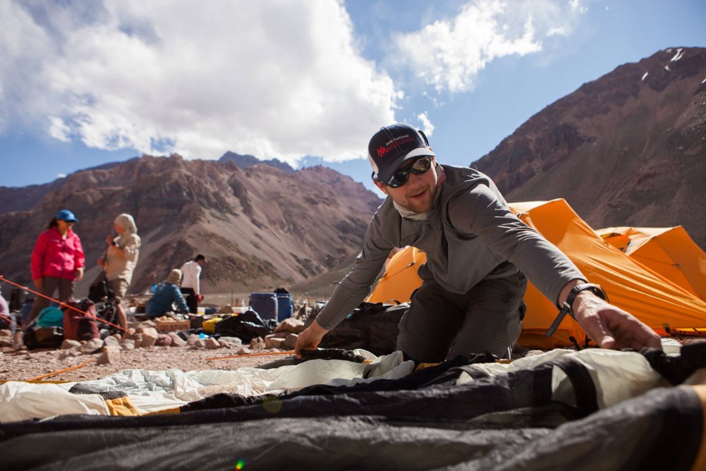 Rob setting up a tent on Aconcagua.