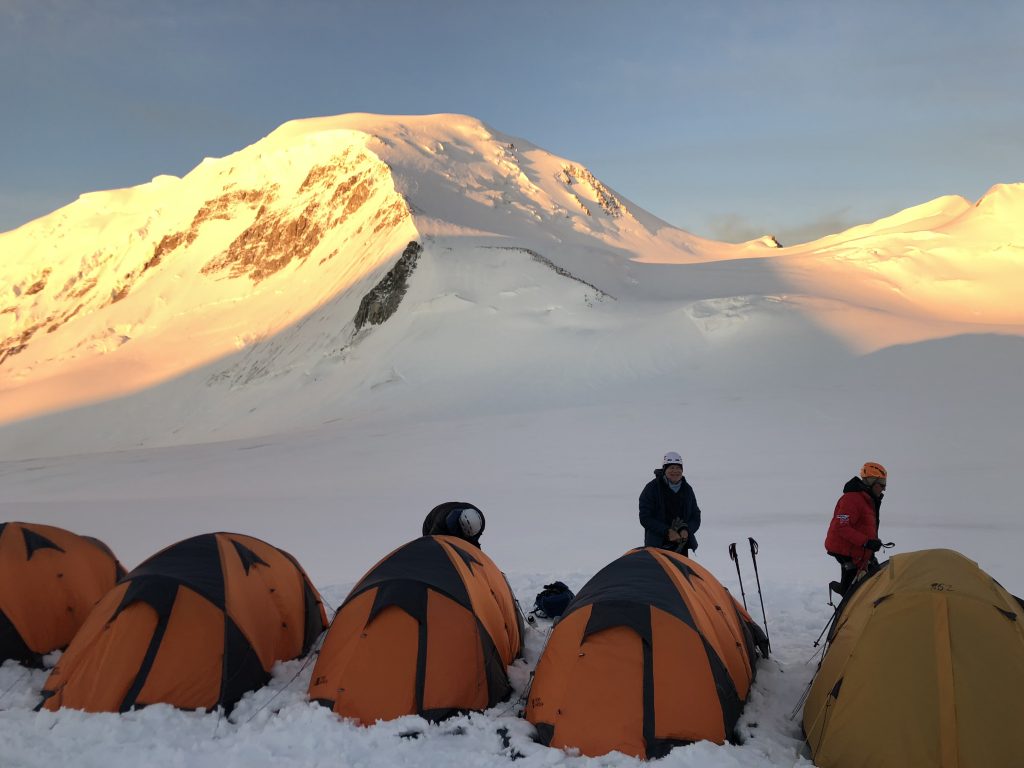 High Camp with Mount Khuiten in the background (Ang Jangbu Sherpa)