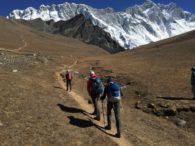Heading up Chukhung Ri with Nuptse and Lhotse behind (Eric Simonson)