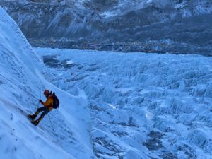 A rappel section overlooking EBC (Jonathan Schrock)