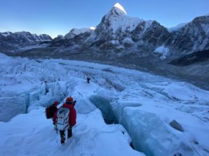 Descending the Khumbu Icefall (Jonathan Schrock)