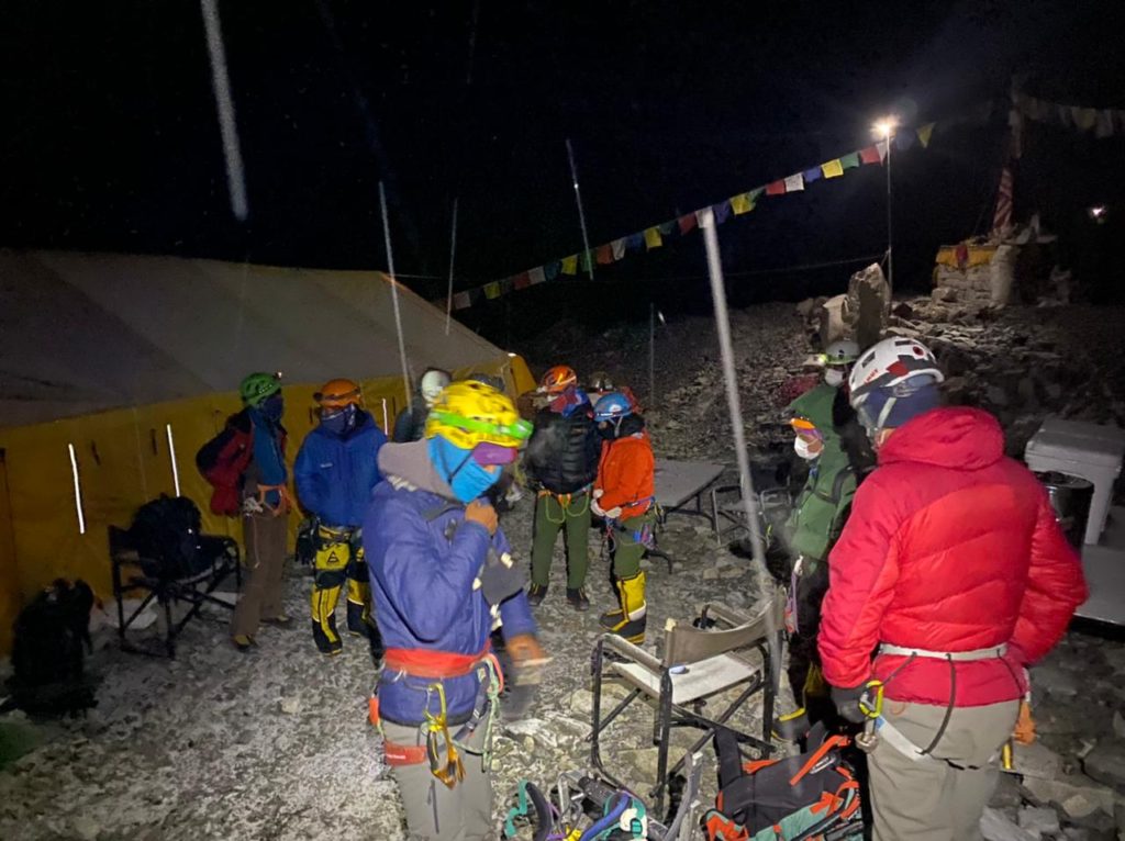 Climbers preparing to depart EBC (Ang Jangbu Sherpa)