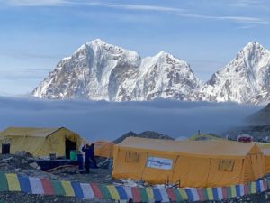 Everest Base Camp with low level clouds (Jonathan Schrock)