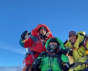 Tenzing Dorjee Sherpa (Father),_Sonam Tashi Sherpa (Son) and Pasang Kanchi Sherpa (Daughter) on Everest summit (Phunuru Sherpa)