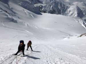 Looking down the fixed ropes towards 14 Camp (Eric Simonson)