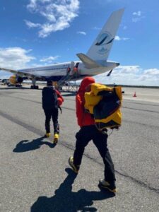 January Vinson Team boarding the flight to Union Glacier (Jonathan Schrock)