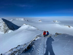 Looking down the summit ridge (Jonathan Schrock)