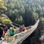 Crossing the high suspension bridge to Namche (Phunuru Sherpa)