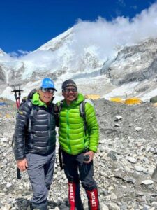Kim and Phunuru return to EBC after summiting Everest (Ang Jangbu Sherpa)